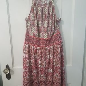 London Times Coral/White Size 8 Halter Midi Dress